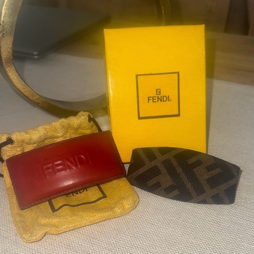 Fendi Red and Brown Hair  Accessory , Set of 2